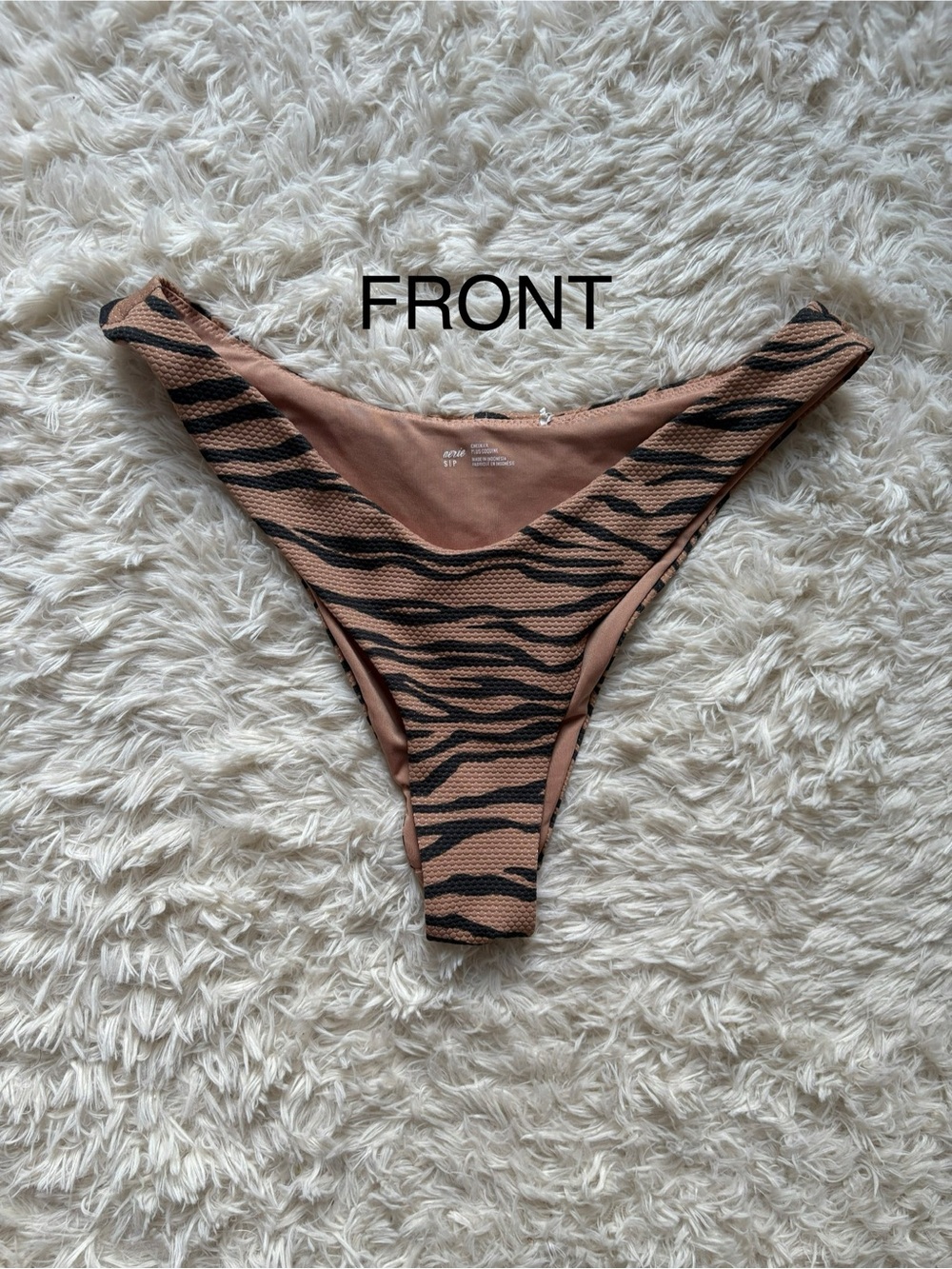 Aerie Rust and Black Zebra-Textured Bikini Bottom